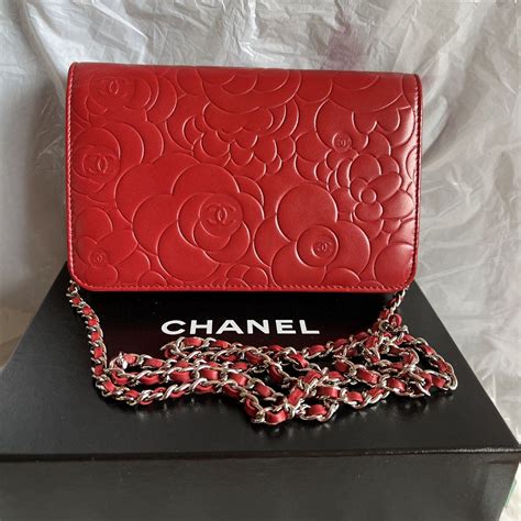 chanel red camellia woc|chanel reissue woc.